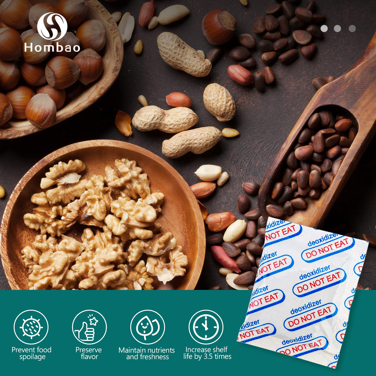 Hombao 700cc oxygen absorber with pink packaging protects flavor and color.