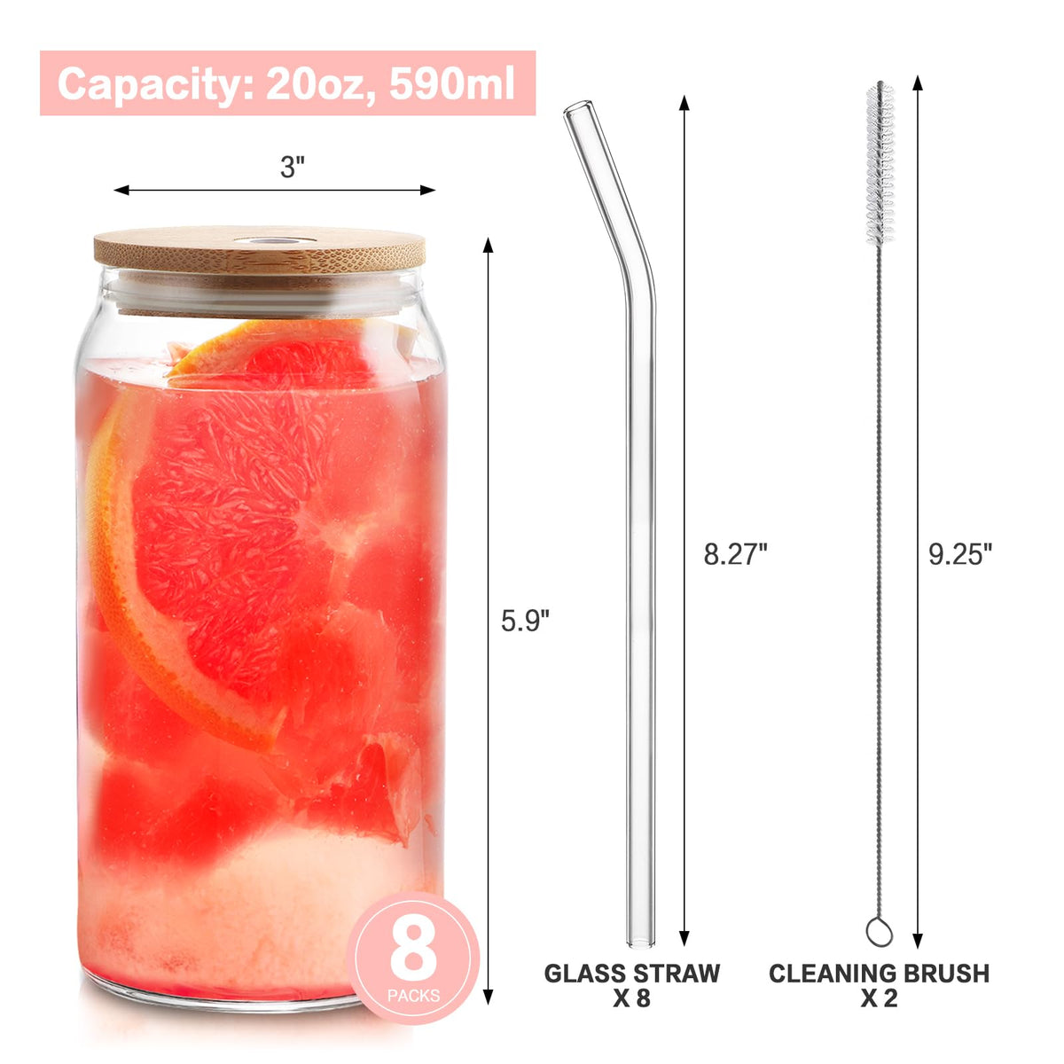 HOMBERKING can-shaped glasses 8-pack ideal for parties and gatherings