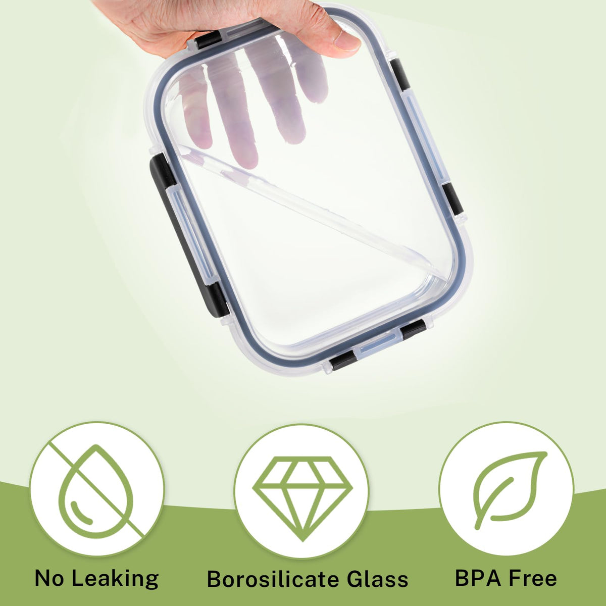 Homberking 1040ml rectangle container for batch cooking and big meals.