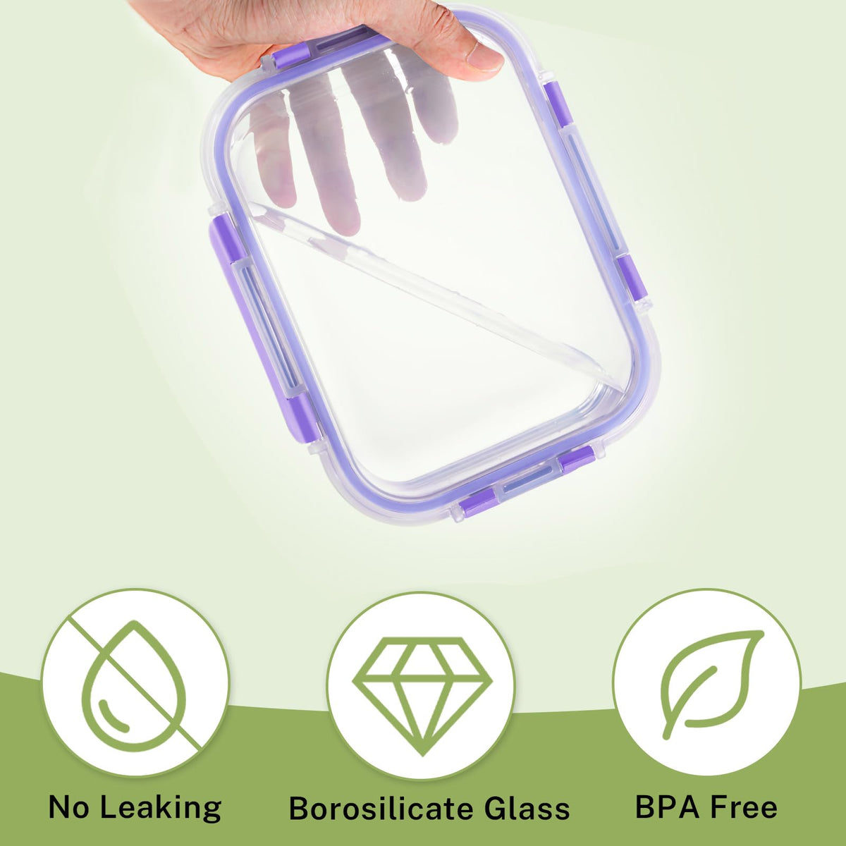 HOMBERKING 1040ml rectangular glass container for bulk meals and snacks.