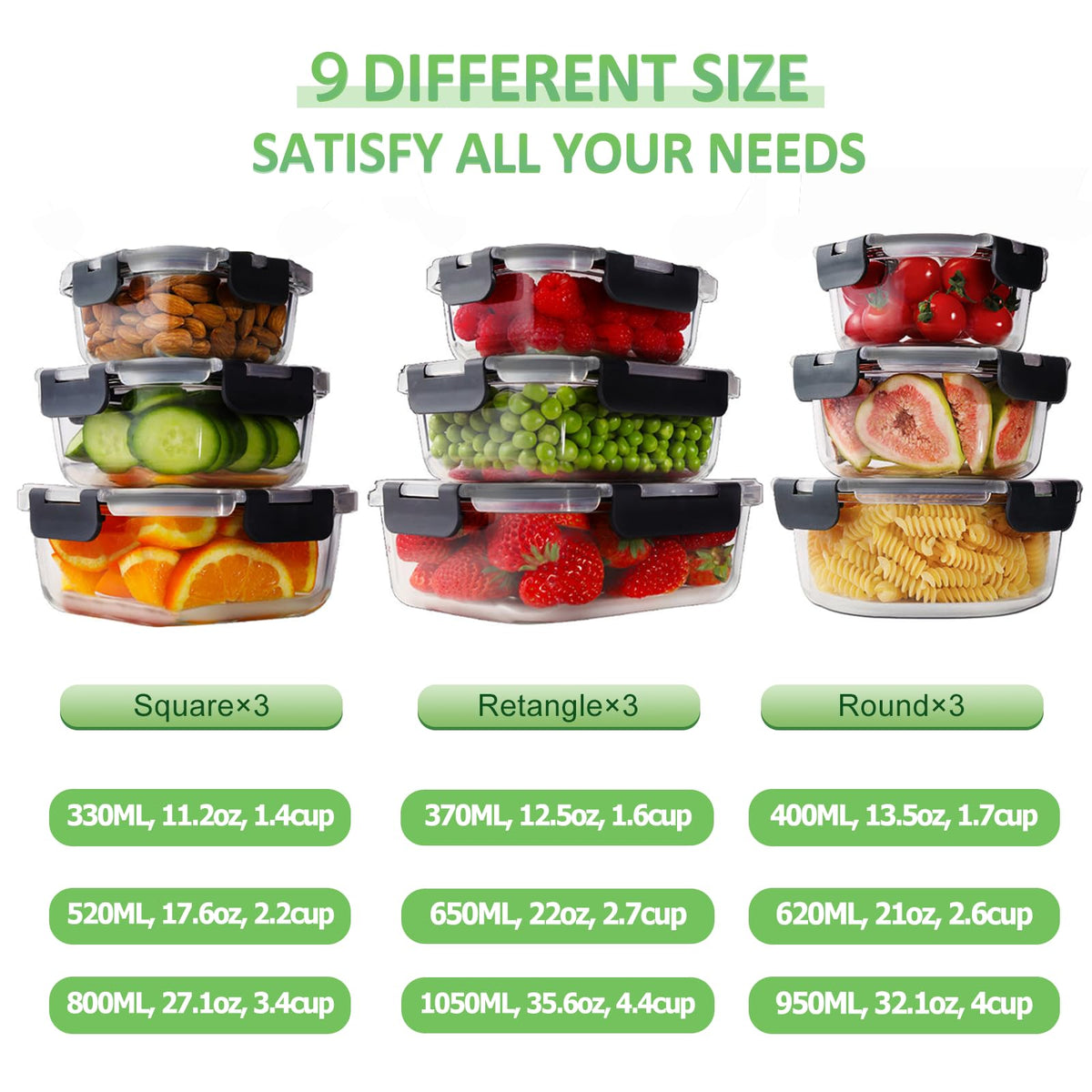 HOMBERKING 1050ml rectangle glass container large family portions