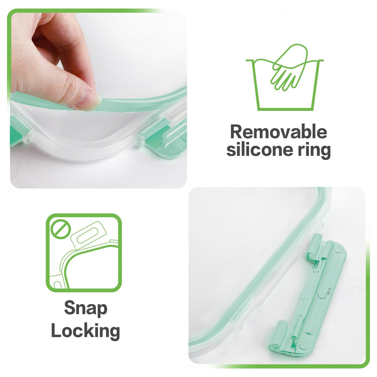 HOMBERKING 14oz rectangle glass container compact for snacks and lunches