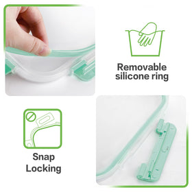 HOMBERKING 14oz rectangle glass container compact for snacks and lunches