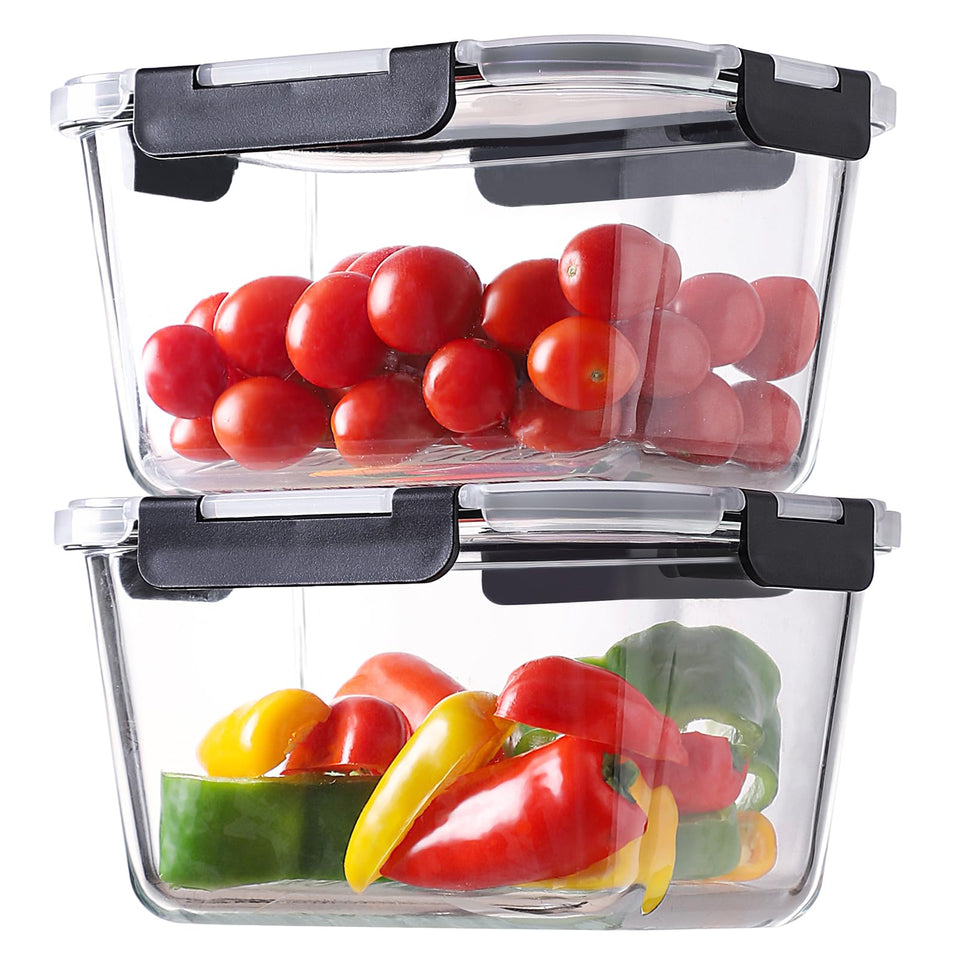 HOMBERKING 1800 ml rectangle glass container for meal prep and leftovers.