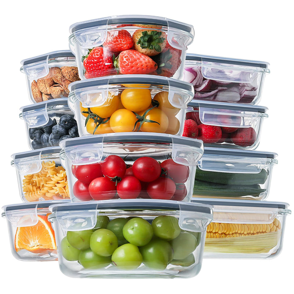 HOMBERKING 24pc rectangle 370ml container, ideal for portioned meals and fridge organization.