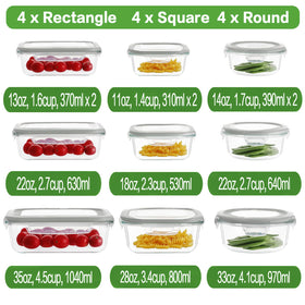 HOMBERKING 24pc rectangle 630ml container, versatile storage for leftovers and meal prep.