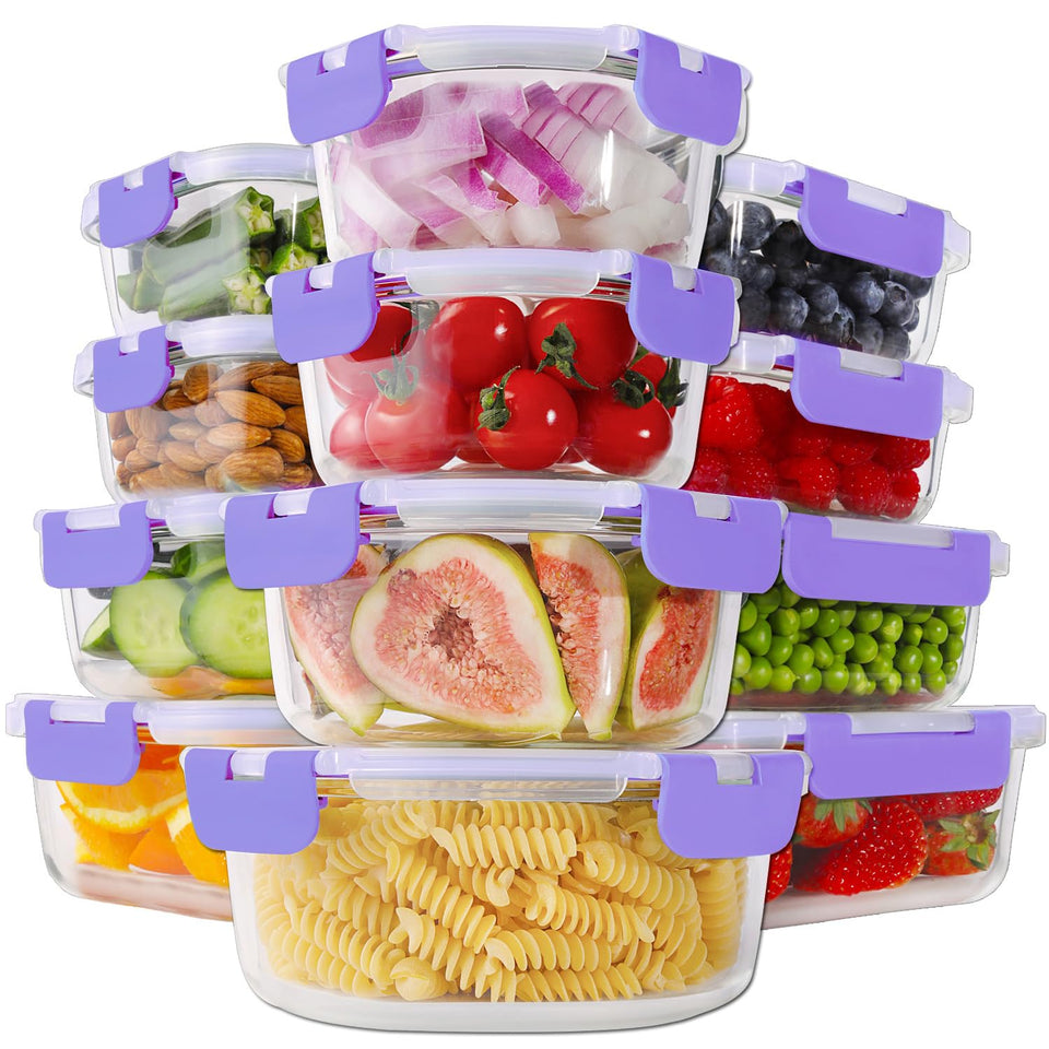 HOMBERKING glass storage set for organized pantry and easy meal prep.