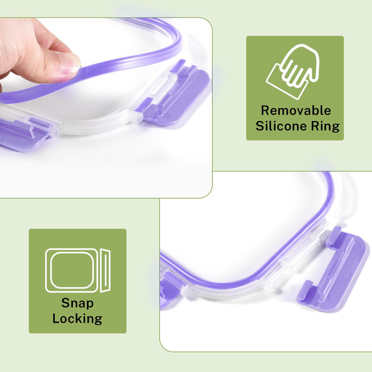 HOMBERKING 320ml square glass container for side dishes and on-the-go meals.