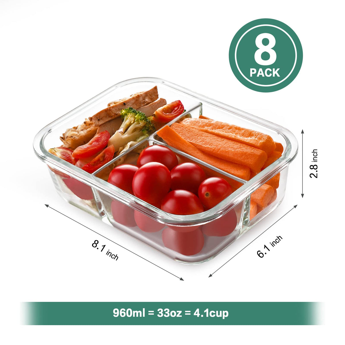 HOMBERKING 36oz borosilicate glass for durable meal prep and easy cleaning.
