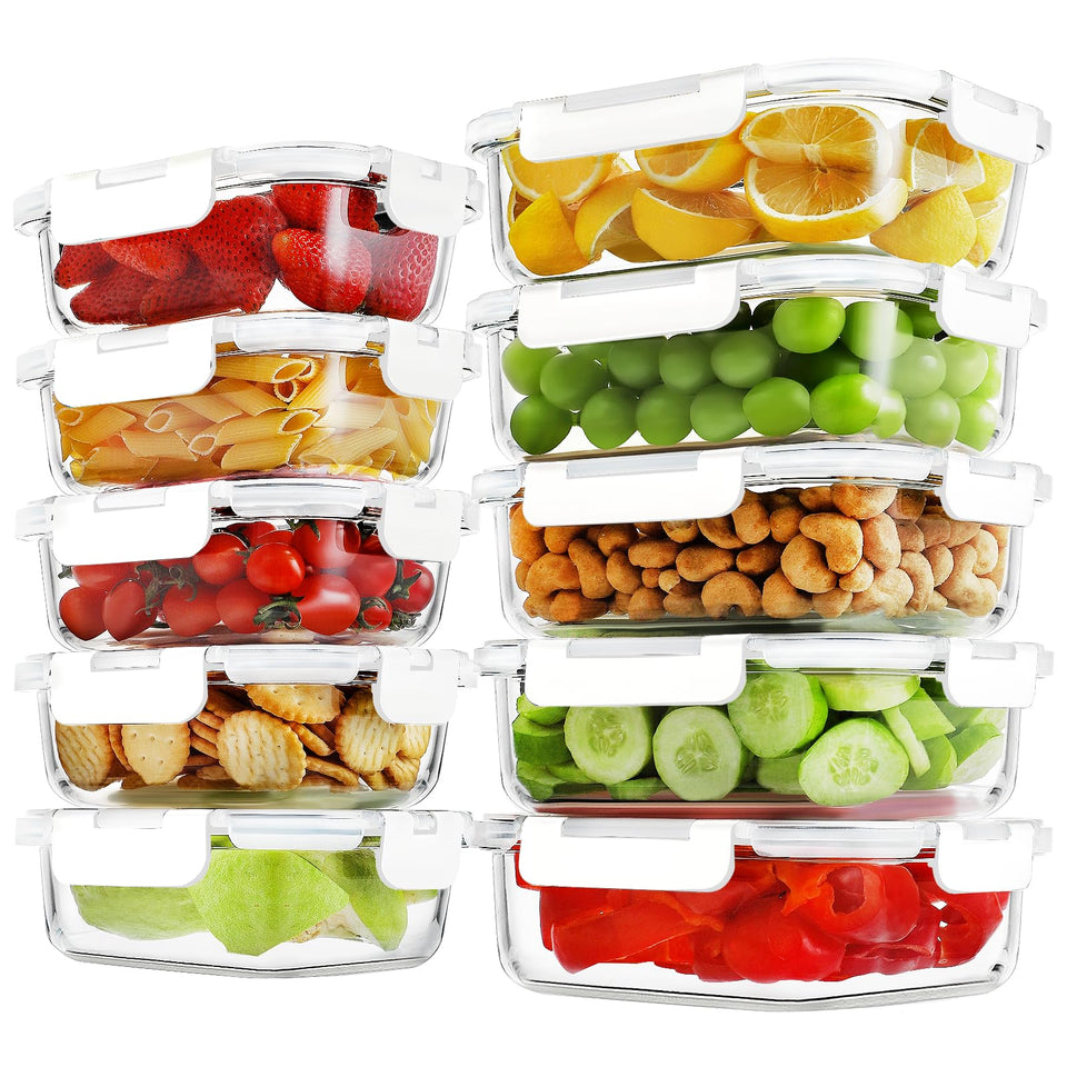 HOMBERKING 36oz glass container with locking lid for leak-proof meal prep