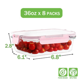 Oven-safe HOMBERKING 36oz glass storage container ready for reheating