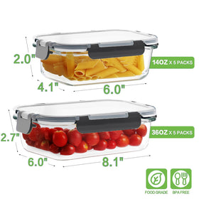 Homberking 36oz rectangle glass container with ample meal prep space.