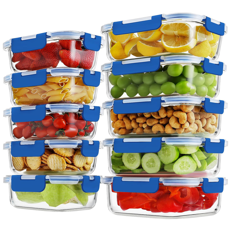 Homberking 36oz rectangle glass container for meal prep, durable and freezer-safe.