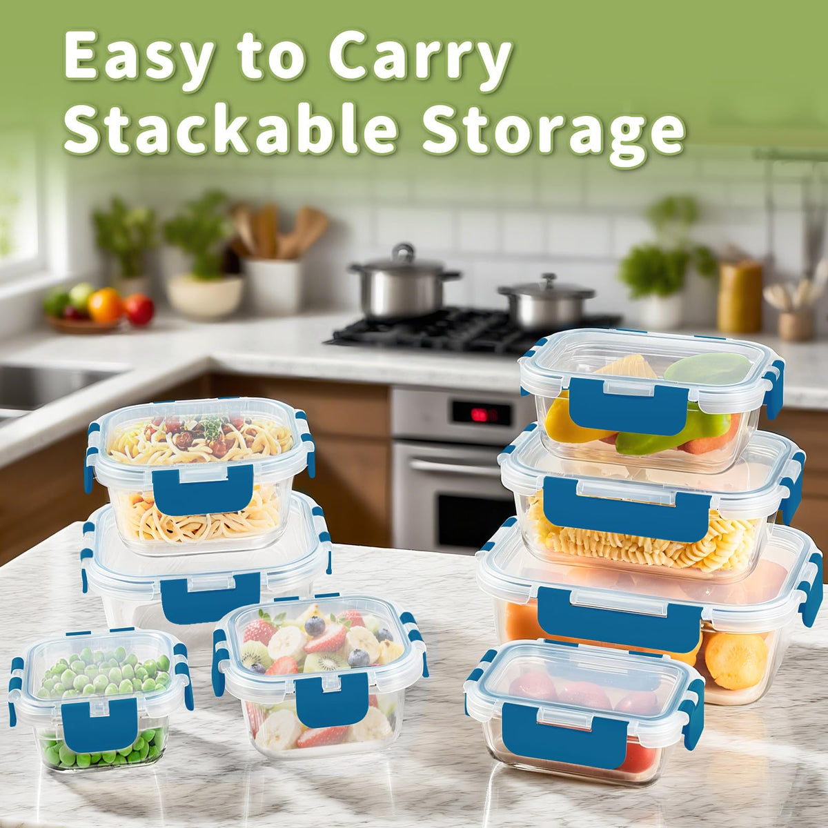 HOMBERKING 370ml rectangular glass container ideal for lunches