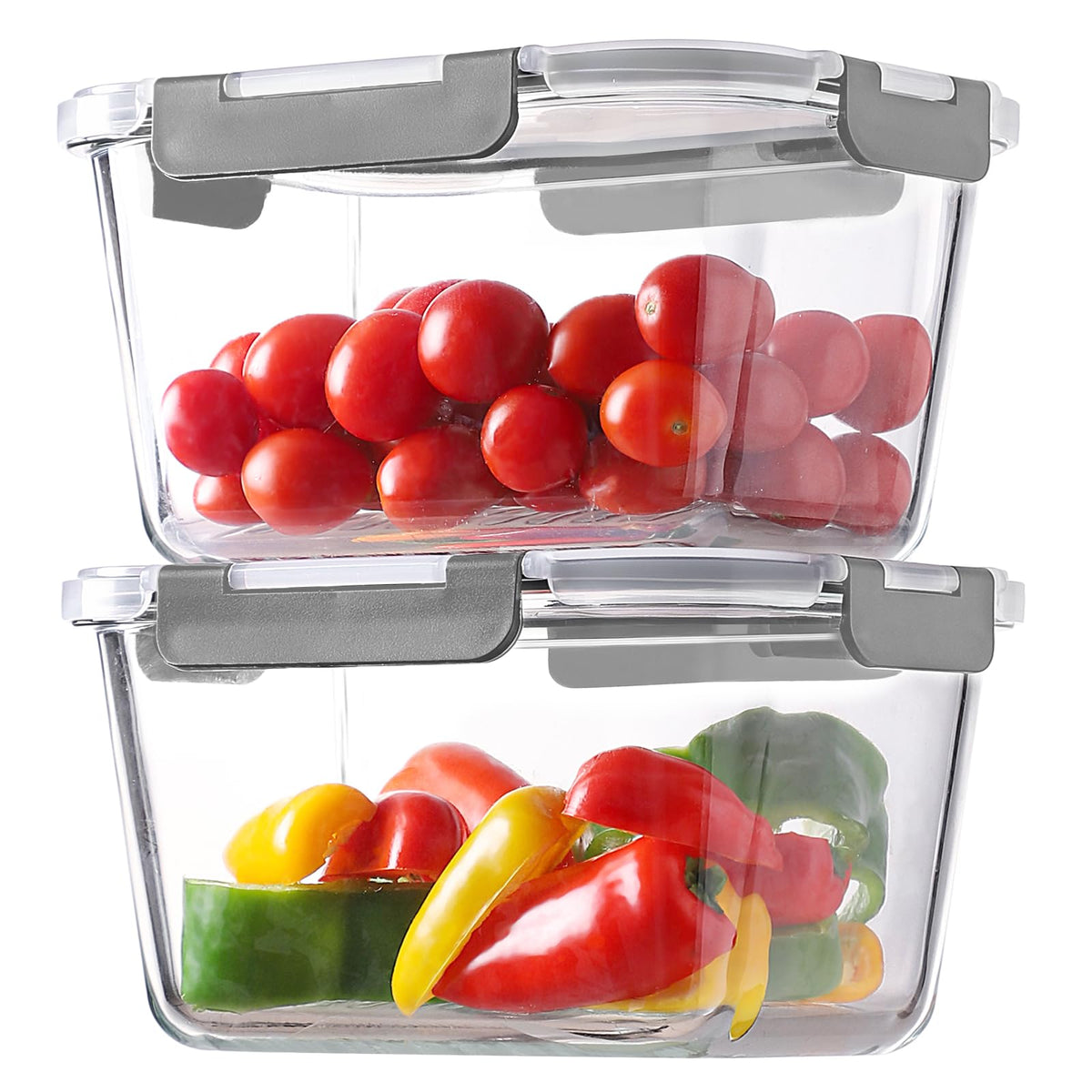 HOMBERKING 4-piece glass storage set for pantry organization and meal prep.