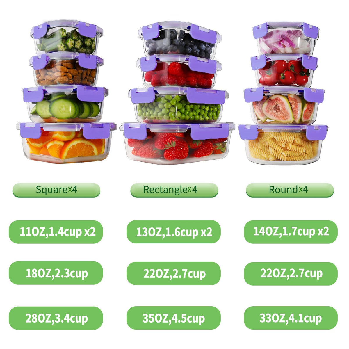 HOMBERKING 630ml rectangle container keeps lids secure for fresh leftovers.