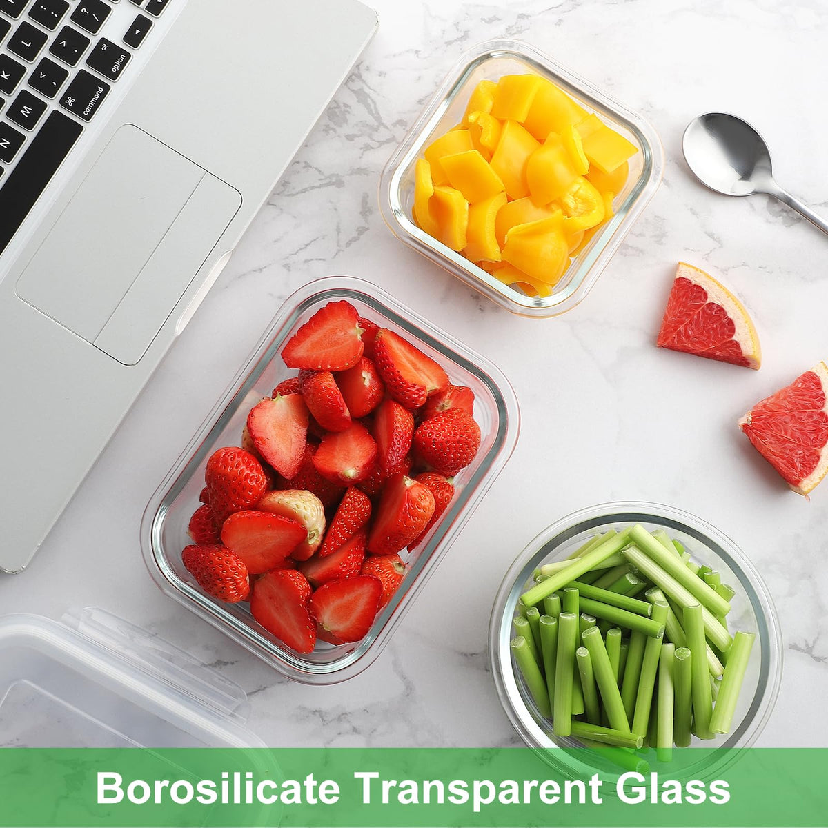 HOMBERKING 650ml rectangle glass container ideal for leftovers and meal prep