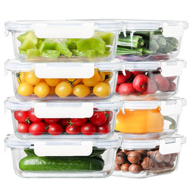 HOMBERKING 8-pack 36oz glass containers with lids for organized meal prep and transport