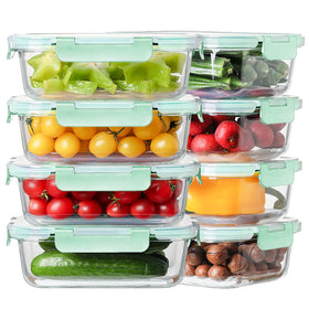 HOMBERKING 36oz glass container with snap-lock lid for secure storage.
