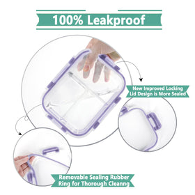 HOMBERKING BPA-free snap-lock lids with purple seal keep leftovers fresh and leak-proof.