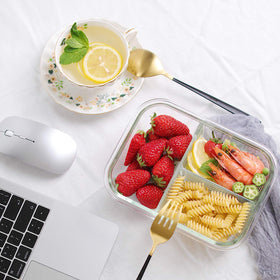 HOMBERKING glass containers are fridge to microwave safe with lids off.