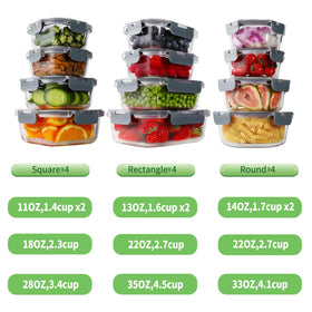 HOMBERKING round glass containers ideal for snacks and fridge organization
