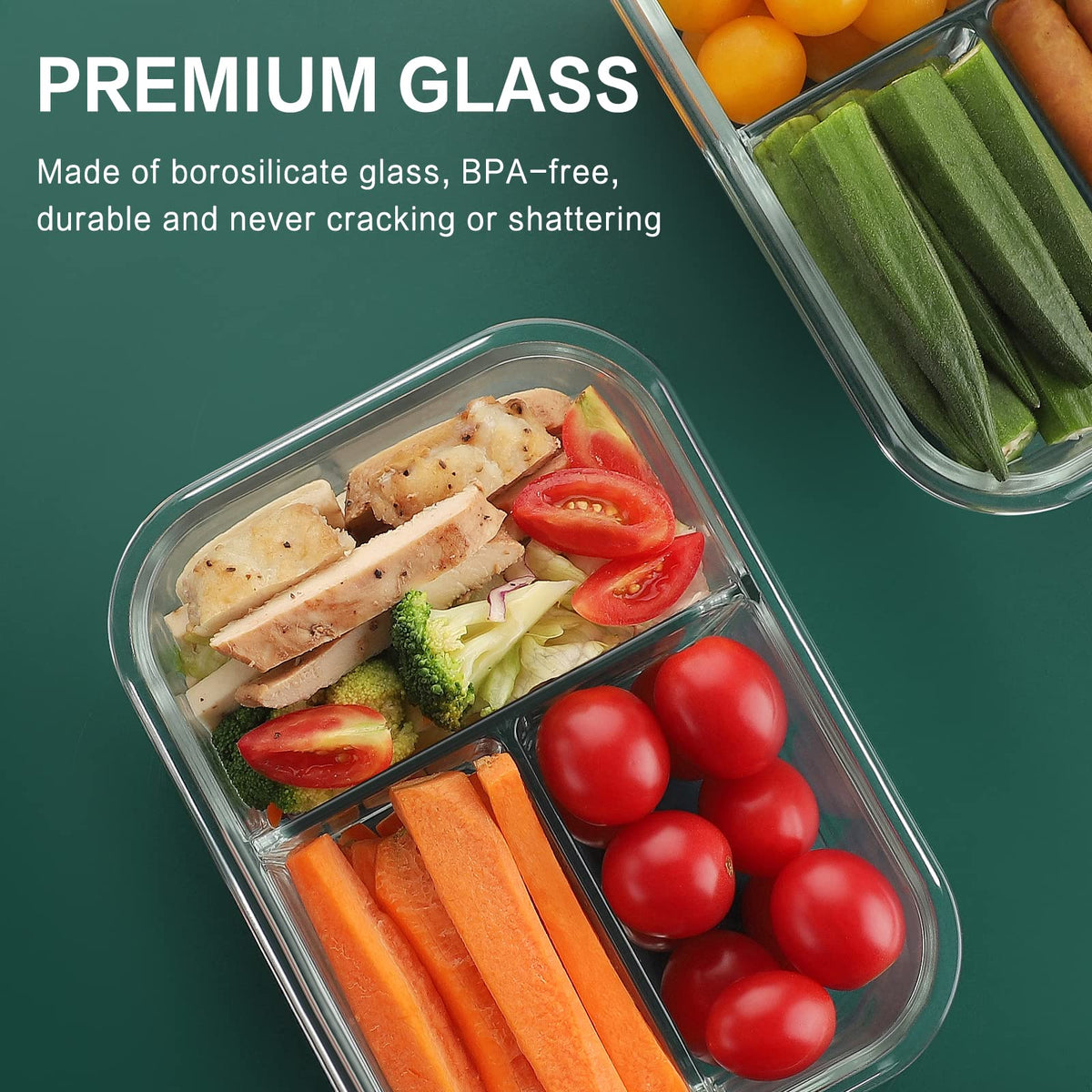 HOMBERKING leak-proof silicone seal on lids helps prevent spills and odors.