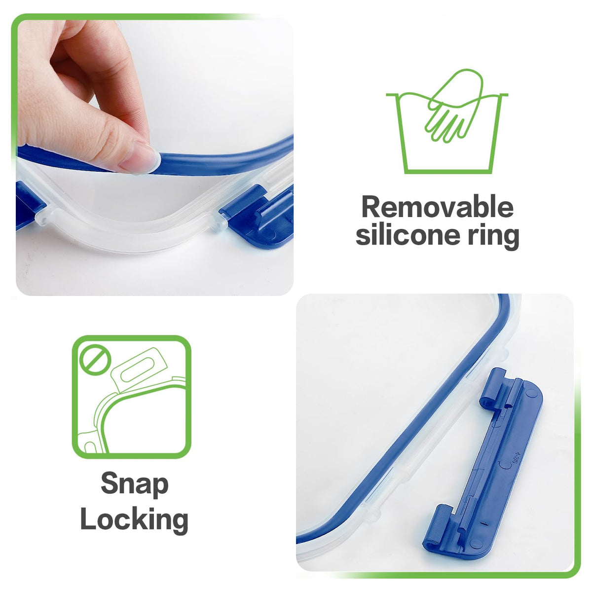 Homberking locking lid with silicone seal for leak-proof food transport.