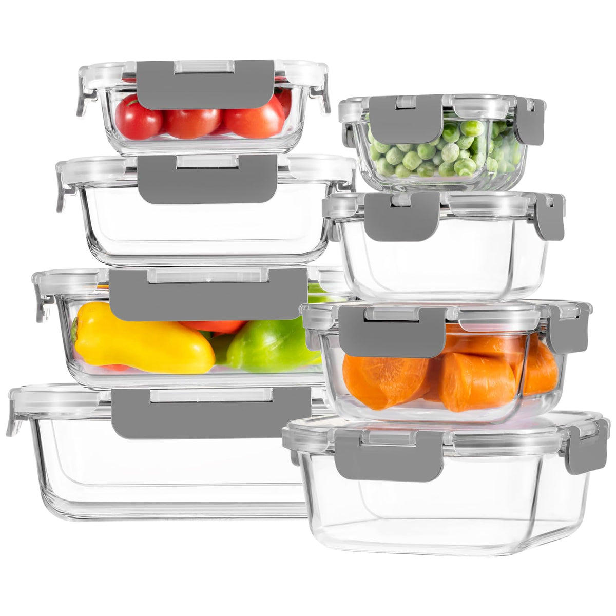 HOMBERKING rectangular 200ml container shows clear borosilicate glass for easy meal prep