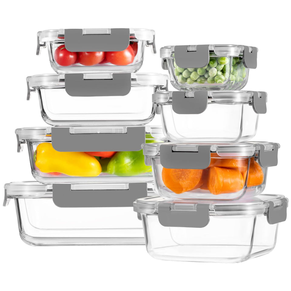 HOMBERKING rectangular 200ml container shows clear borosilicate glass for easy meal prep