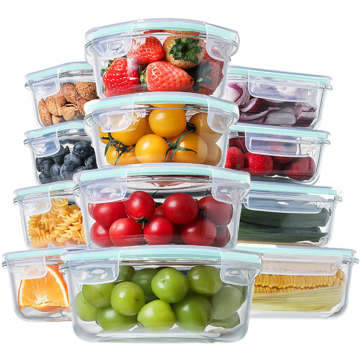 HOMBERKING rectangular 370ml glass container for compact meal prep on the go.