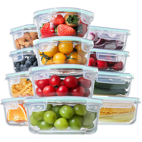 HOMBERKING rectangular 370ml glass container for compact meal prep on the go.