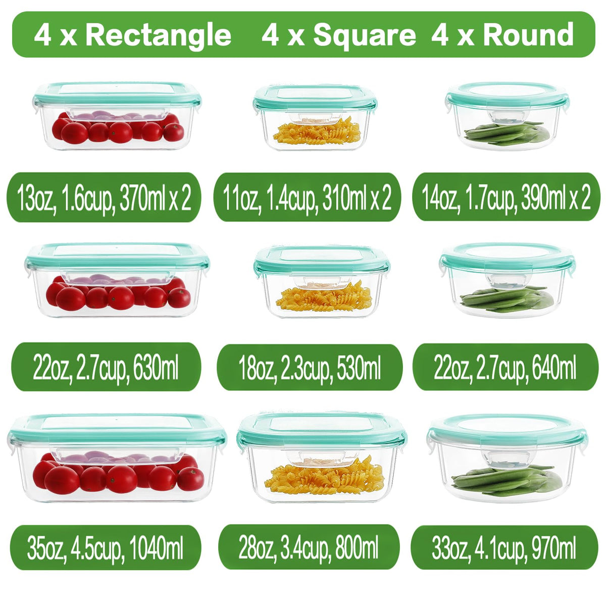 HOMBERKING rectangular 630ml glass container ideal for batch-ready lunches and leftovers.
