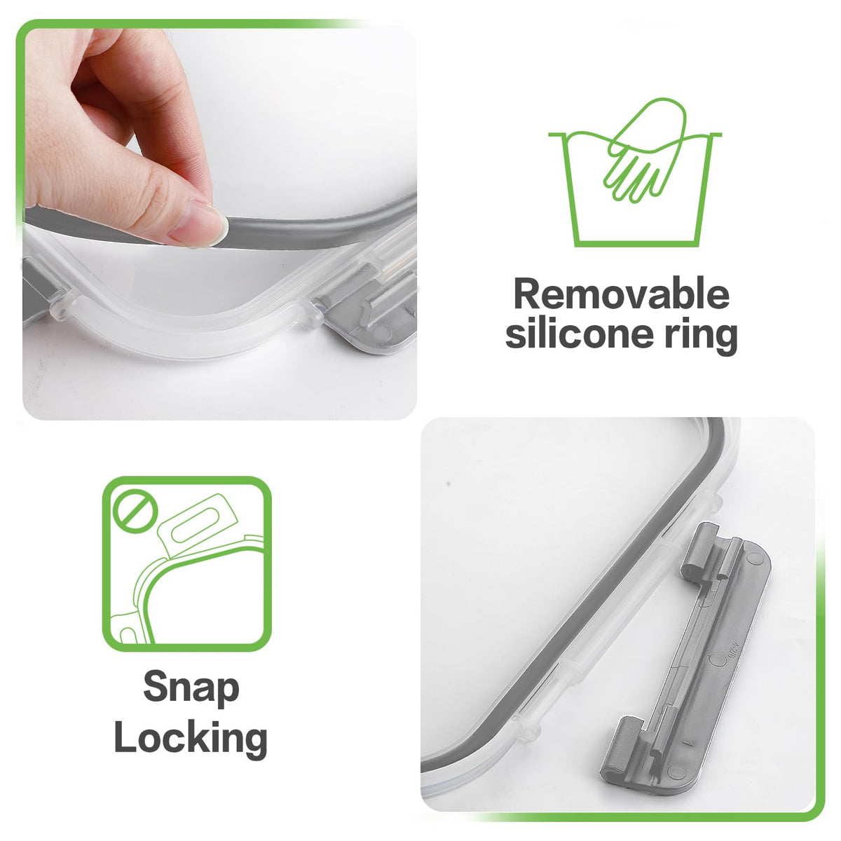 HOMBERKING snap-lock lids with silicone seal ensure leak-proof storage
