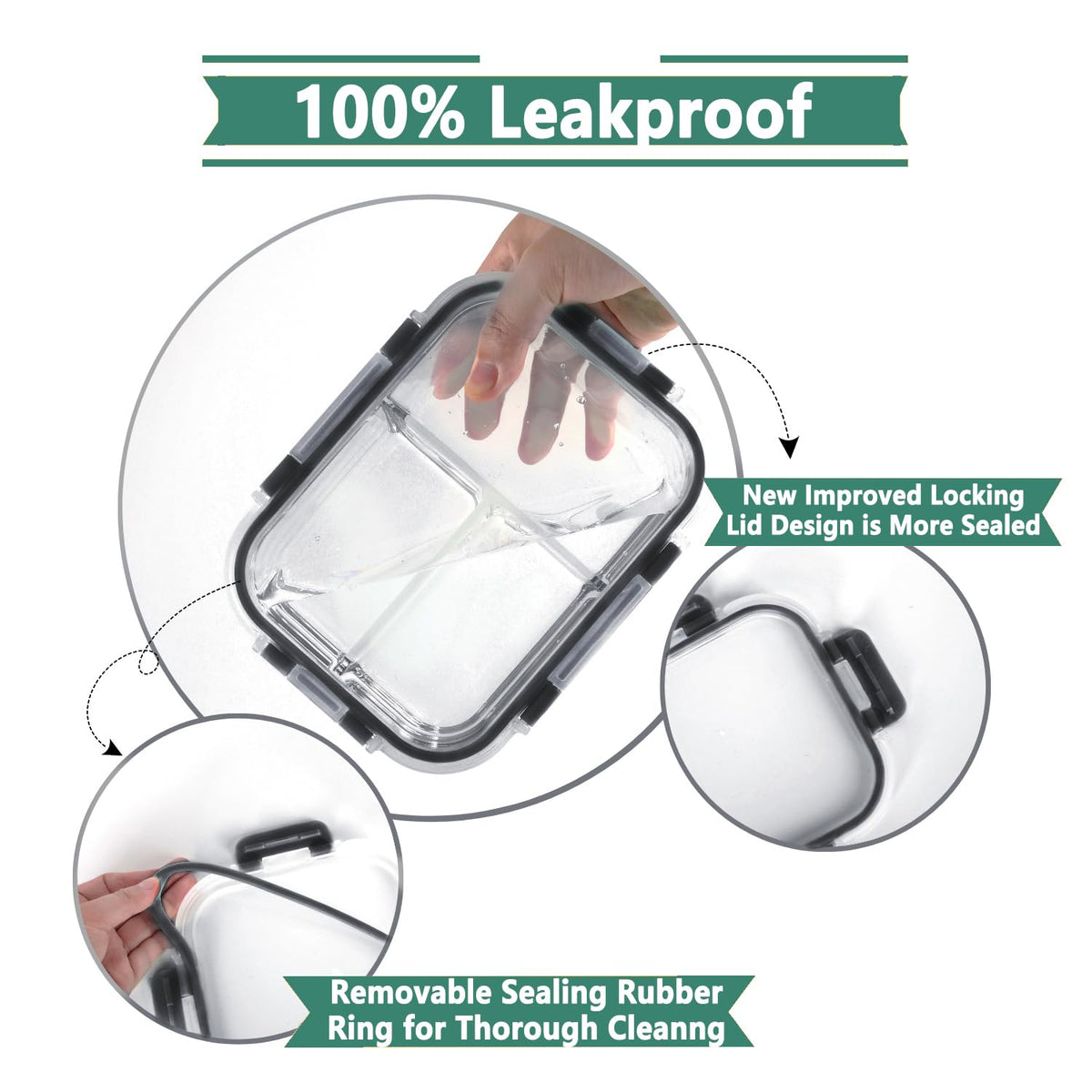 HOMBERKING airtight snap-locking lids seal flavors and prevent leaks.
