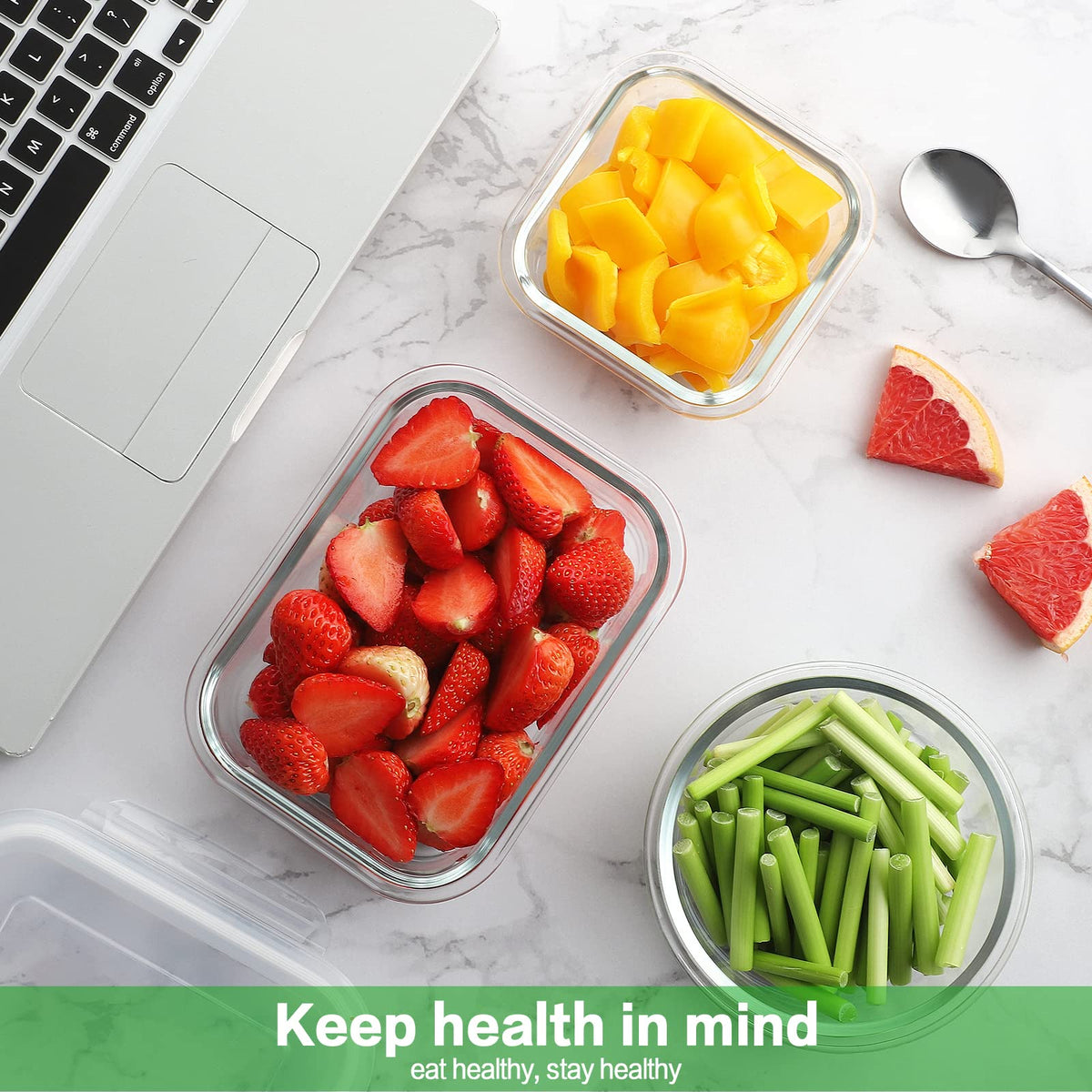 HOMBERKING stackable glass containers save space and keep foods organized