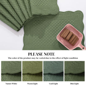 Double-layer quilted pattern adds rustic charm to dining settings.