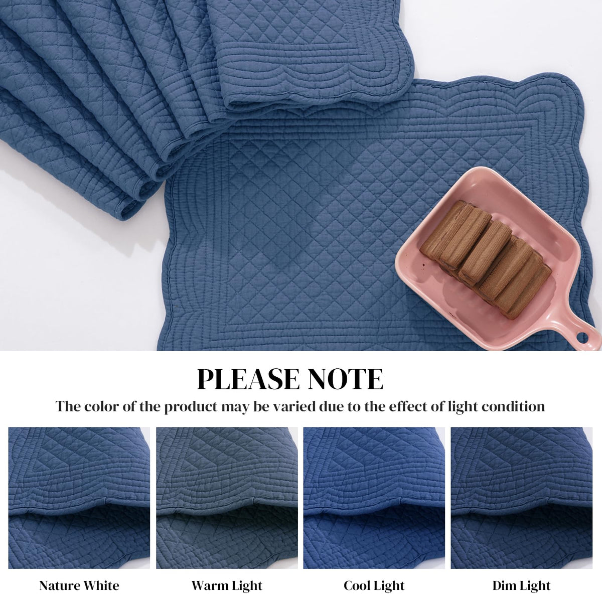HOMBYS quilted placemats in 13x18 size provide generous coverage for family dining.