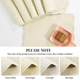 HOMBYS quilted placemats scalloped edge add timeless elegance to tables.