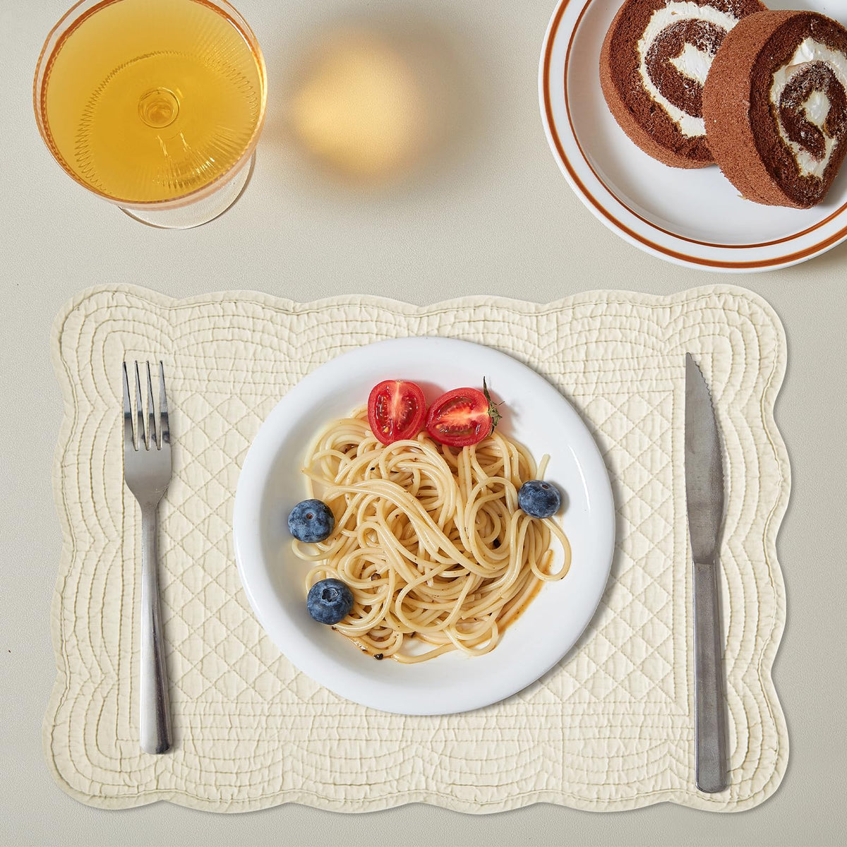 HOMBYS quilted placemats machine washable for easy care.
