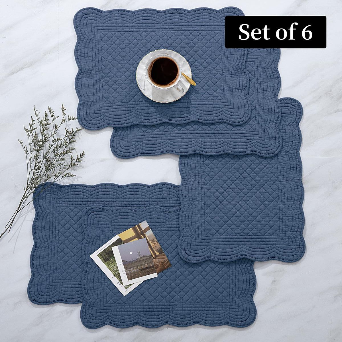 HOMBYS set of 6 placemats laid out together for complete tablescape.
