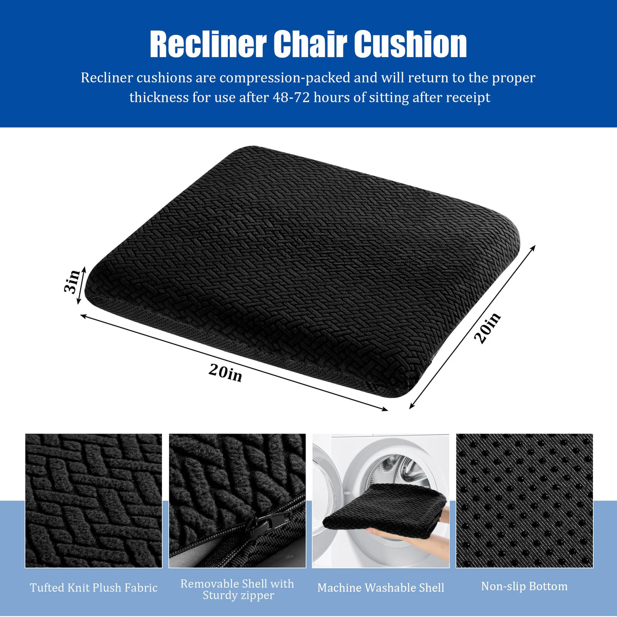 HOMBYS 3-inch foam cushion adapts to hips for comfort.