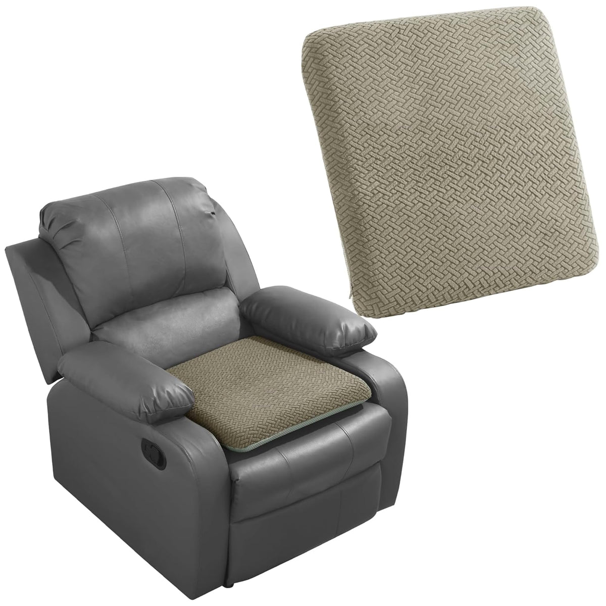 HOMBYS tufted furry recliner cushion in coffee, front view, for easy seating and comfort.