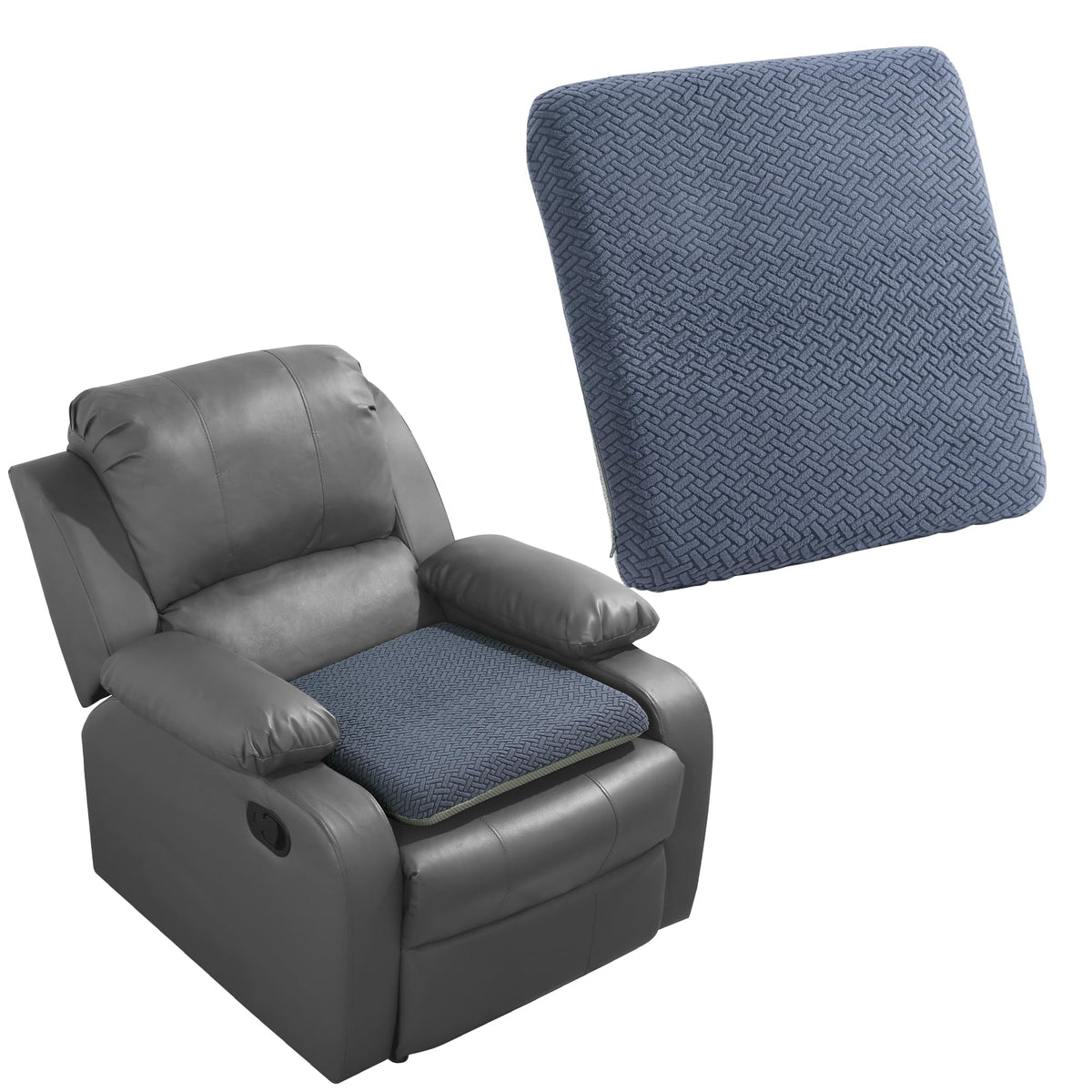 HOMBYS tufted furry recliner cushion in grey for soft supportive seating