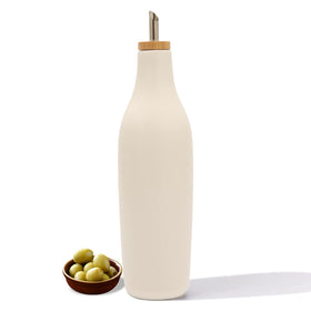 HOMCDALY ceramic olive oil dispenser with 500 ml capacity and stainless steel pour spout for kitchen use.