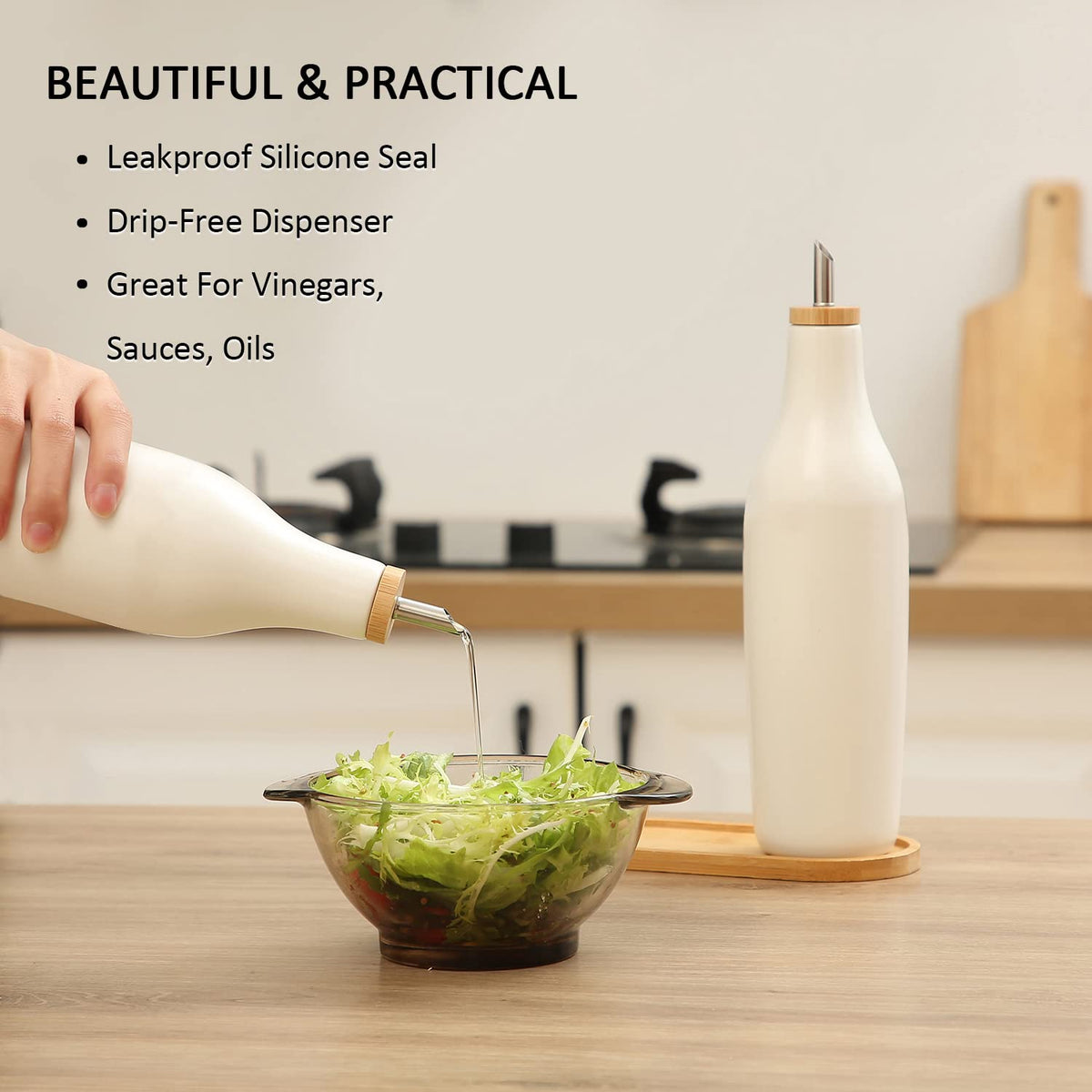 HOMCDALY opaque porcelain blocks light to preserve oil flavor and freshness.
