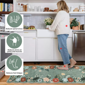 Homcomoda anti-fatigue kitchen mat cushions feet at the sink or stove.