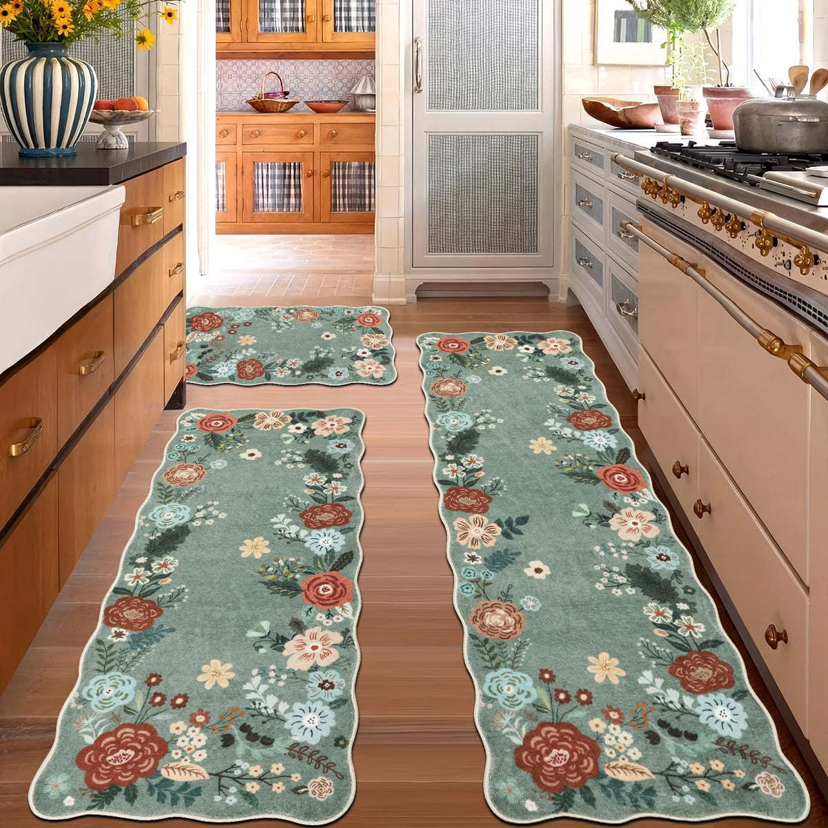 Homcomoda washable kitchen rug for easy deep cleaning and daily care.