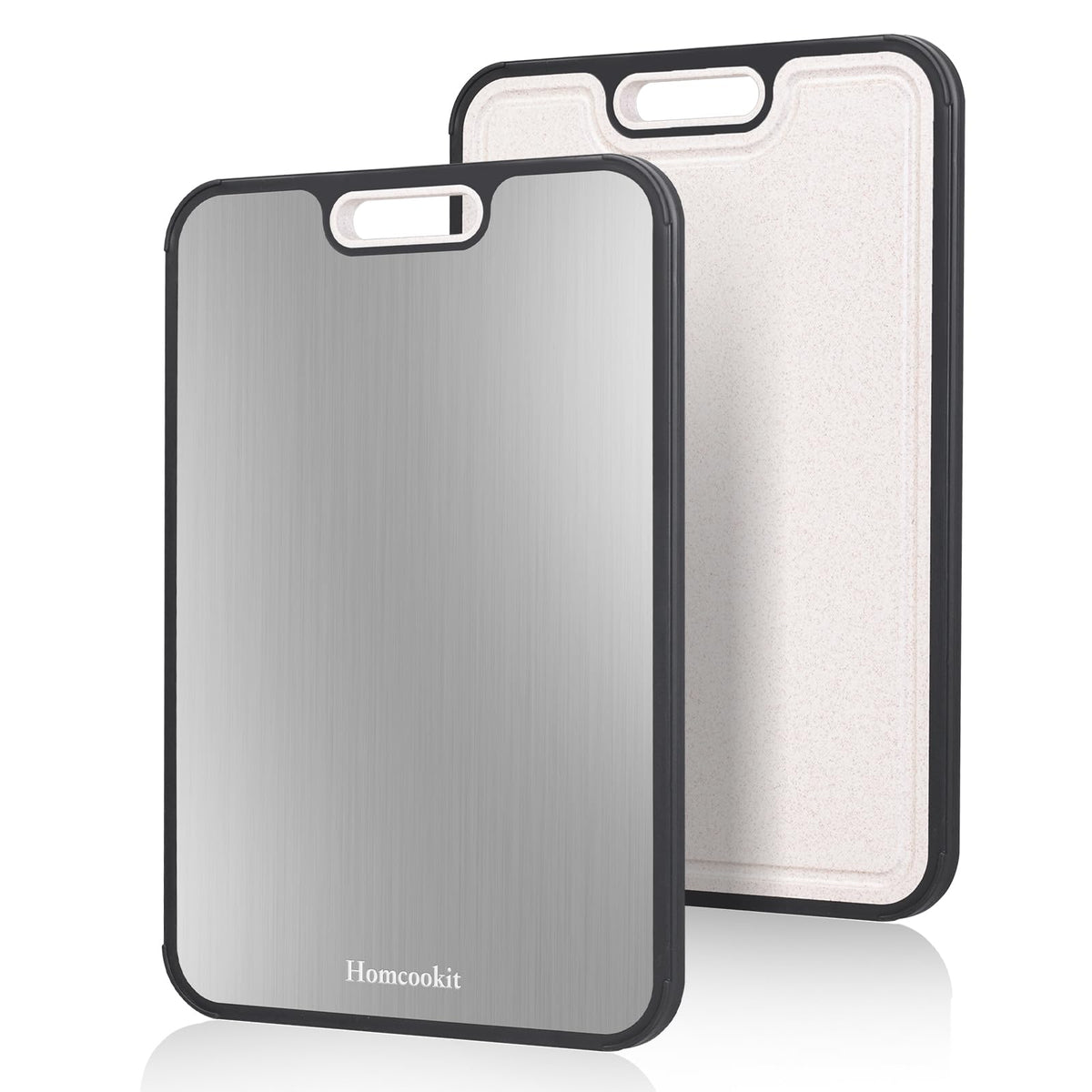 Homcookit titanium surface cutting board for meat prep and easy cleaning.