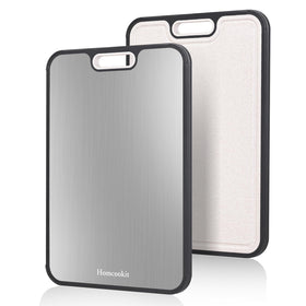 Homcookit titanium surface cutting board for meat prep and easy cleaning.
